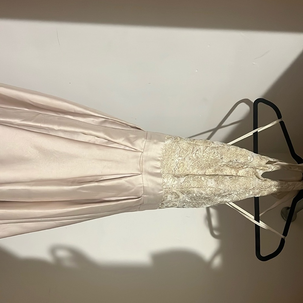 David’s Bridal Bridesmaids Dress 
 Embroidered Halter Neck High Low